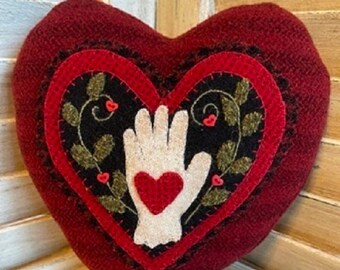 Wool Heart In Hand Pillow