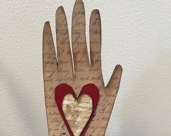 Primitive Valentine Heart in Hand