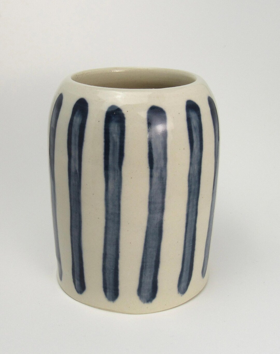 青と白のストライプ模様の花瓶 - 大 - Etsy 日本