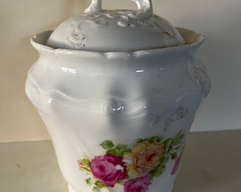 Vintage Biscuit/Cracker Jar with Roses