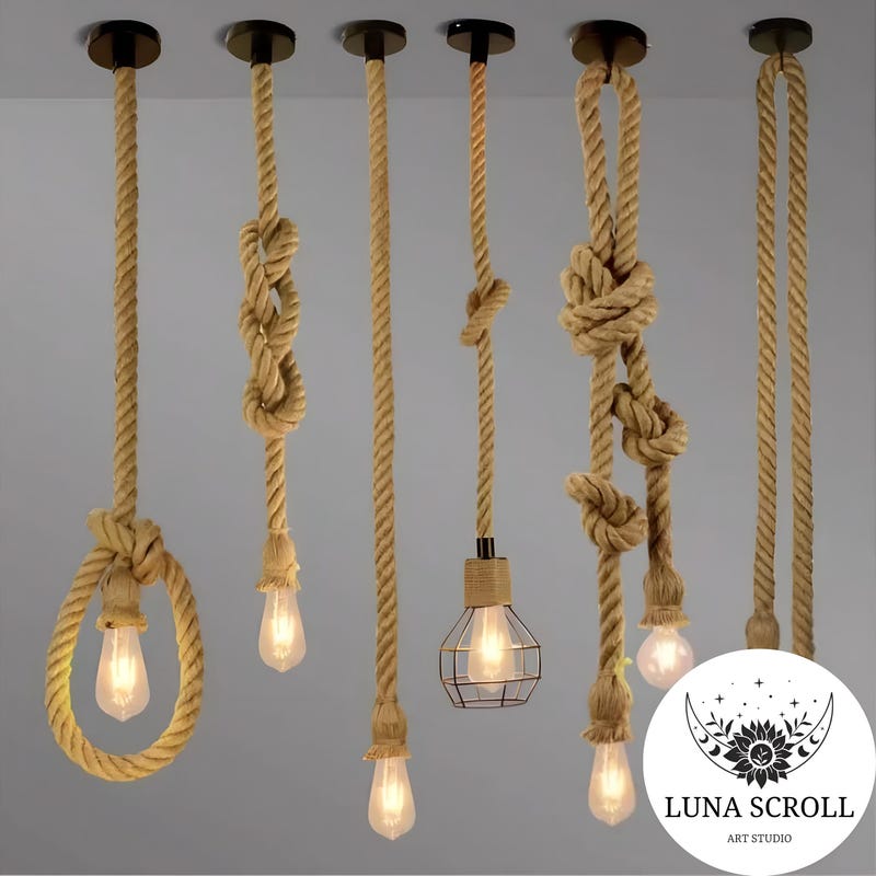 Rope Pendant Light - Etsy