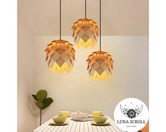 Nordic Mid-Century Modern Wood Pendant Light | Plug-In Wooden Light Shade