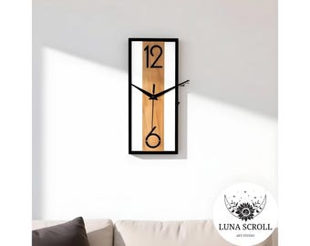 Modern Minimalist Rectangle Wall Clock • Silent Non-Ticking Hanging Clock • Nordic Living Room Decor • Contemporary Home Design Gift