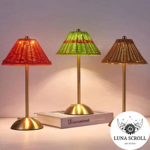 Vintage Rattan Table Lamp | Woven Bedside Lamp | Handmade Wood Lamp | Natural Rattan Light | Rustic Decor | Decorative Wood Lampshade