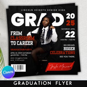 Graduation Invite Magazine Style, Graduate Flyer, Graduation Party, Grad She Did It Party, Class Of 2025 Flyer, Grad Announcement Flyer