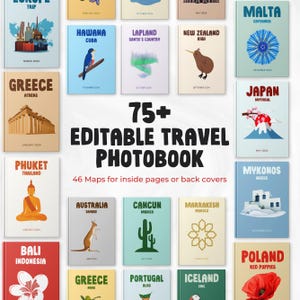 Reisefotobuch Canva-Vorlagen, gedrucktes Luxusfotobuch, Kaffeetisch, Reisefotobuchumschläge, vollständig anpassbar