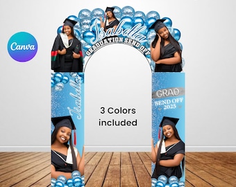 Graduation Entrance Arch Design, Editable Graduation Arch Template, Balloon Arch Template, Graduation Party Decor, Canva Template