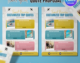 Travel Agent Quote Proposal, Travel Agent Template, Travel Advisor Forms, Vacation Quote Template, Canva Template, Trip Proposal Quote