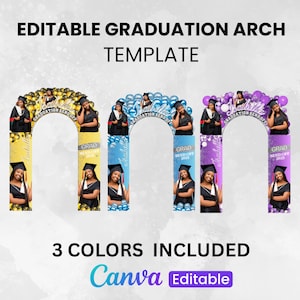 Graduation Entrance Arch Design, Editable Graduation Arch Template, Balloon Arch Template, Graduation Party Decor, Canva Template