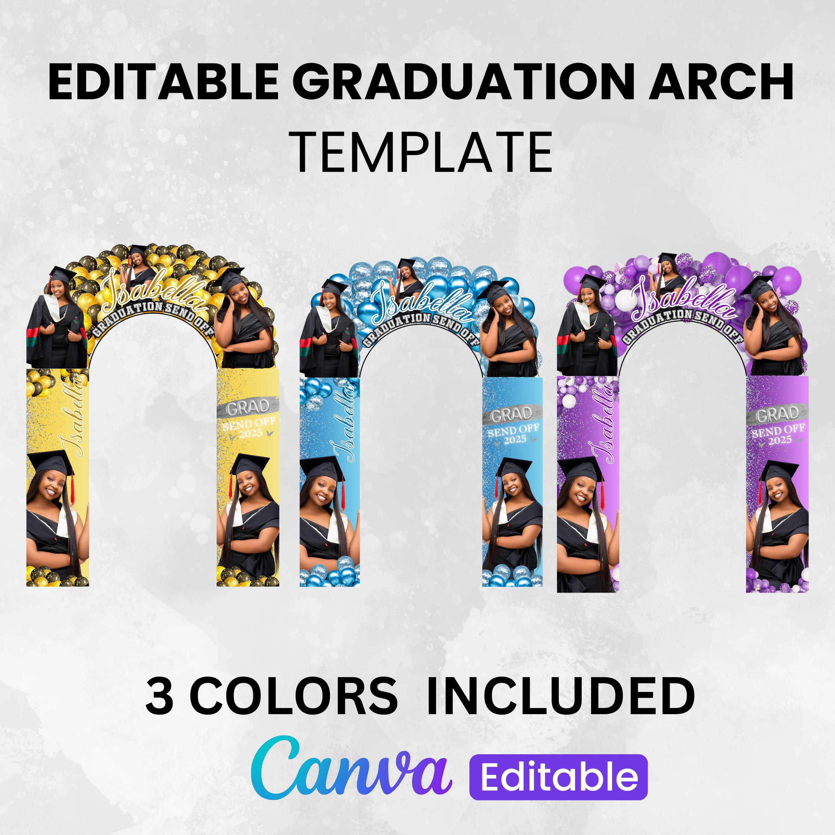 Graduation Entrance Arch Design, Editable Graduation Arch Template, Balloon Arch Template, Graduation Party Decor, Canva Template