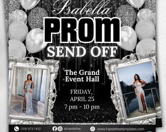 Prom Invitation, Prom Send Off Flyer, Prom Invitation Flyer, Prom Flyer, Prom Sale Flyer, Prom Party Invite, Editable Template in Canva