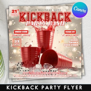 Kickback Party Flyer, Editable Kickback Club Flyer, Club DJ Party Invite, Event Flyer, Social Media Flyer, Canva Template, Instant Download
