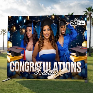 Graduation Backdrop Bundle, 4 Editable Graduate Backdrops, Canva Grad Party Decor,Class of 2025 Backdrop,Grad Backdrop,Grad Party Backdrop