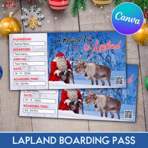 Bilhete de Natal para a Lapônia, Bilhetes para o Papai Noel, Bilhetes para o feriado, Presentes de viagem, Cartão de embarque de elfo, Bilhetes de elfo, Bilhetes divertidos, Bilhete para a Lapônia