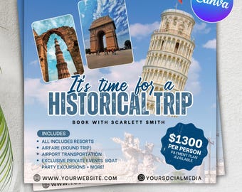Travel Agent Flyer, DIY E-Flyer Template, Travel Flyer, Vacation Flyer, Travel Agency, Social Media Flyer, Canva Editable, Instant Download