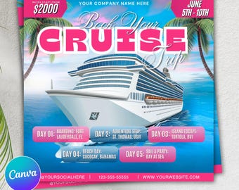 Cruise Trip Flyer, Trip Flyer, Cruise Flyer, Cruise Travel Flyer, Cruise Template, Yacht Party Flyer, Boat Yacht Invitation, Vacation Flyer