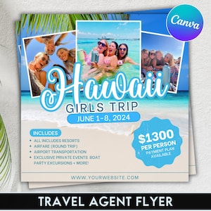 Travel Agent Flyer, DIY E-Flyer Template, Travel Flyer, Vacation Flyer, Travel Agency, Social Media Flyer, Canva Editable, Instant Download