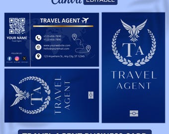 Reiseagent-Visitenkarte, bearbeitbarer Pass / Bordkarte-Thema-Visitenkarte, Visitenkarten-Reisethema, Reise-Visitenkarte-Vorlage