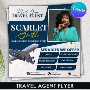 Travel Agent Flyer, DIY E-Flyer Template, Travel Flyer, Vacation Flyer, Travel Agency, Social Media Flyer, Canva Editable, Instant Download