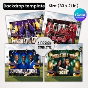 Graduation Backdrop Bundle, 4 Editable Graduate Backdrops, Canva Grad Party Decor,Class of 2025 Backdrop,Grad Backdrop,Grad Party Backdrop