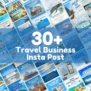 Travel Agent Instagram Post, 30+ Travel Agent Social Media Templates. Travel Agency business Posts Bundle, Canva Editable, Instant Download