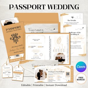 Destination Wedding Invitation, Boarding Pass Invitation, Printable Passport Wedding Invitation, Travel Theme Wedding, Travel Wedding Bundle