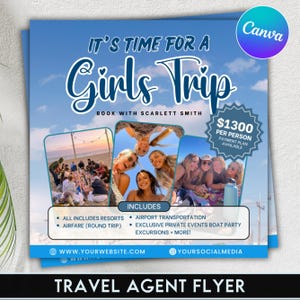 Travel Agent Flyer, DIY E-Flyer Template, Travel Flyer, Vacation Flyer, Travel Agency, Social Media Flyer, Canva Editable, Instant Download