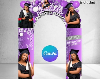Graduation Entrance Arch Design, Editable Graduation Arch Template, Balloon Arch Template, Graduation Party Decor, Canva Template