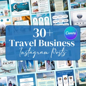 Travel Agent Instagram Post, 30+ Travel Agent Social Media Templates. Travel Agency business Posts Bundle, Canva Editable, Instant Download