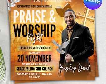 Church Flyer, Editable Canva Church Flyer, Church Flyer Template, Diy Church Conference Flyer, Conference Flyer, Church Service Flyer
