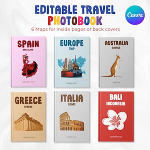 Reisefotobuchvorlagen, Reisedruck-Fotobuchumschläge vollständig anpassbar, Europa Luxus gedruckte Fotobuchmodelle, Canva-Vorlage