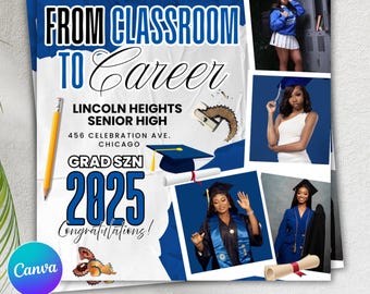 Graduate Flyer, Graduation Party, Graduation Invitation, Grad She Did It Party, Class Of 2025 Flyer, Grad Announcement Flyer, Canva Template