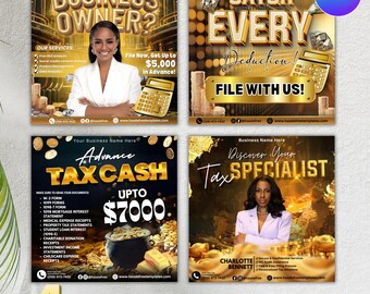 4 Tax Preparation Bundle Flyer, Tax Prep Instagram Bundle, Tax Preparer Flyer, Tax Prep Bundle,tax Prep Flyer,tax Prep Canva Template Bundle