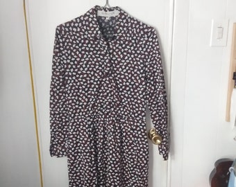 Vintage Givenchy 5 Quilted Floral Dress 36/ 6 with Vest 80s Paris