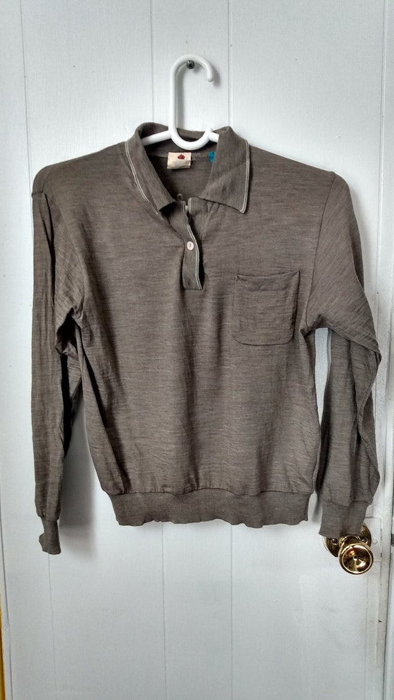 Thin wool mix collared shirt S