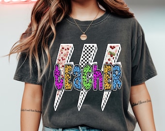 Retro Teacher PNG Leopard Letters Sublimation Checkerboard Vintage Teaches Shirt Design Instant Download