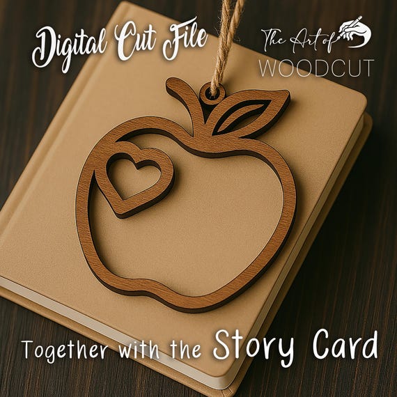 Apple Teacher Ornament SVG Story Card, Laser Cut File, Teacher Gift Christmas