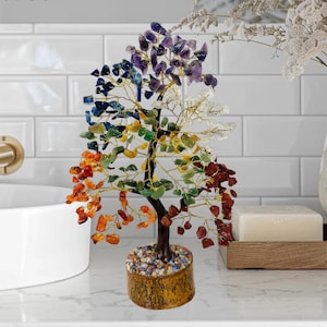 Seven Chakra Crystal Tree, Gemstone Bonsai Tree, Healing Crystals