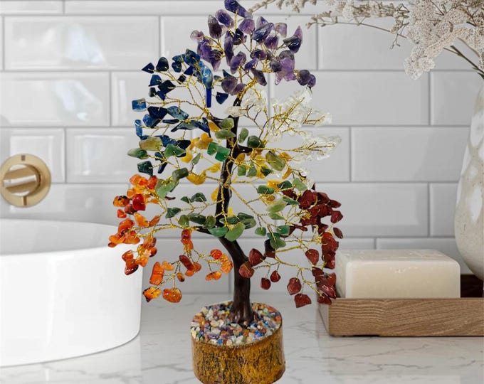 Seven Chakra Crystal Tree, Gemstone Bonsai Tree, Healing Crystals