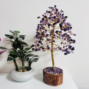 Amethyst crystal tree , Amethyst healing crystals , handcrafted tree of life, 300 Natural Purple Stone Bonsai Tree, Positive Energy Tree