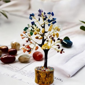 Crocon Seven Chakra Gemstone Tree | Slice Base | Feng Shui Bonsai