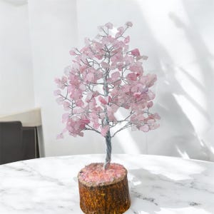 Rose quartz crystal Tree, Bonsai Tree of life Wire wrapped tree ,handcrafted Gem tree, healing crystal, Christmas Home Decor spiritual Gift