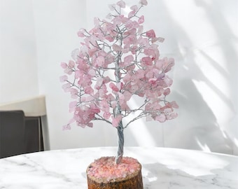 Rose quartz crystal Tree, Bonsai Tree of life Wire wrapped tree ,handcrafted Gem tree, healing crystal, Christmas Home Decor spiritual Gift