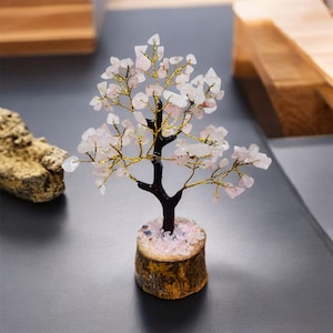 Rose quartz crystal Tree, Bonsai Tree of life Wire wrapped tree ,handcrafted Gem tree, healing crystal, Christmas Home Decor spiritual Gift