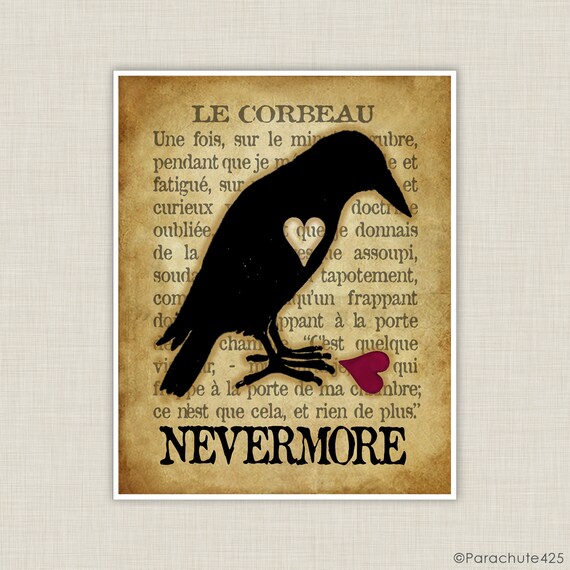 Le Corbeau The Raven Edgar Allan Poe Halloween Decor Etsy
