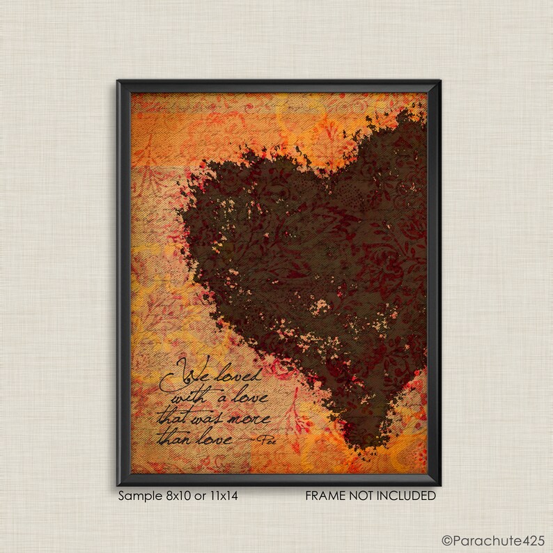 Annabelle Lee Quote by Edgar Allan Poe Macabre and Romantic Wall Art Print We Loved With A Love That Was More Than Love