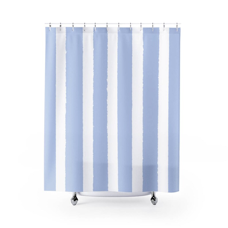 Periwinkle Shower Curtain Pale Blue Striped Shower Curtain Etsy