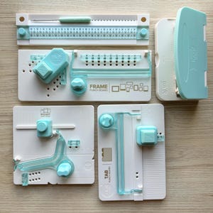 We R Memory Keepers Punch Board Tool Set of 5 – Frame, Tab, Pocket, Planner & Journal Bookbinding Guides – Paper Craft Scrapbook Tools
