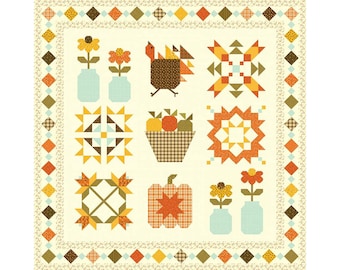 Fall Gatherings Sampler Quilt Boxed Kit - Adel in Autumn Fabric