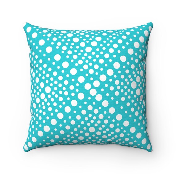 Outdoor Throw Pillow Modern Aqua Patio Cushion Turquoise X Dot